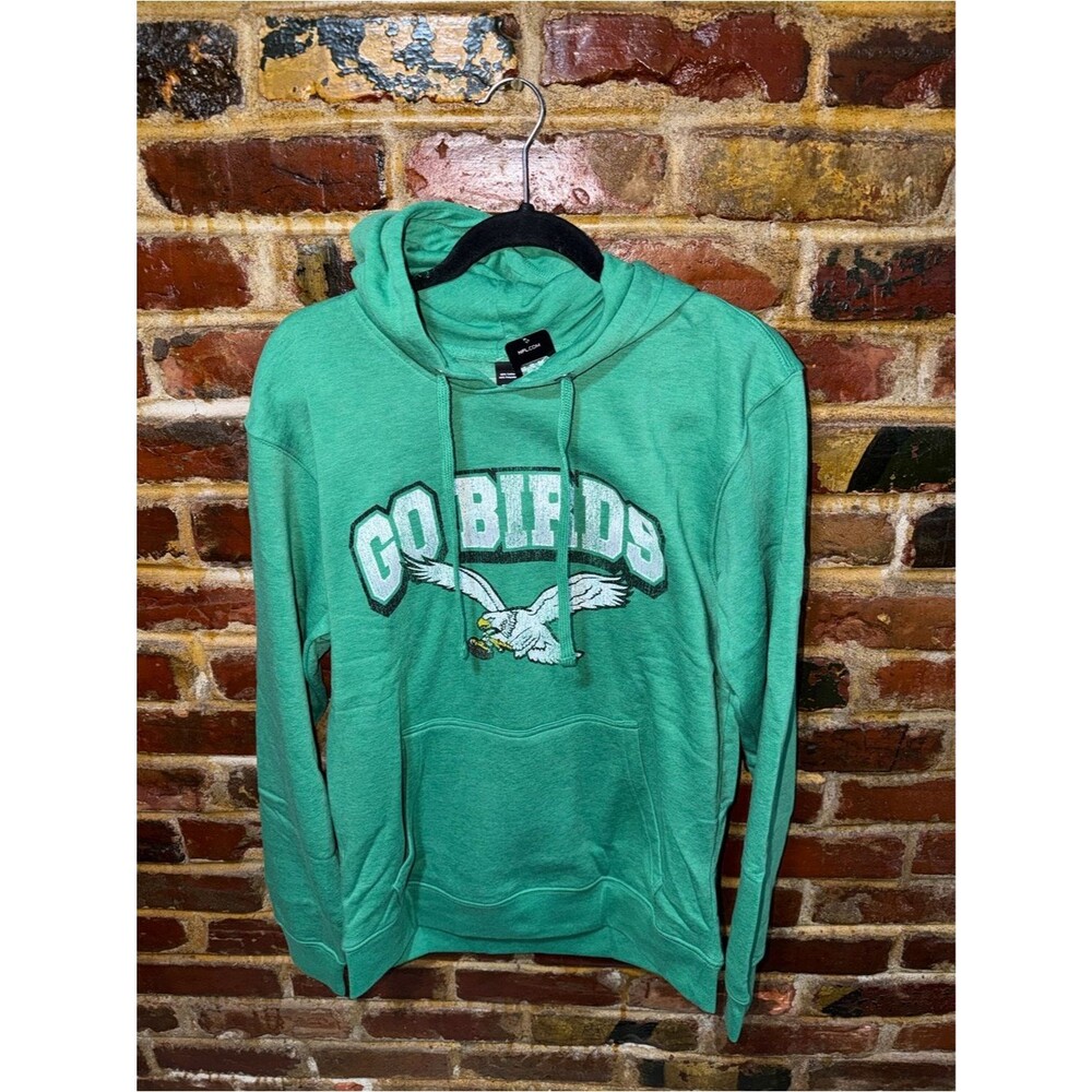 New! PHILADELPHIA EAGLES 'GO BIRDS' Kelly Green Hoodie, Medium
